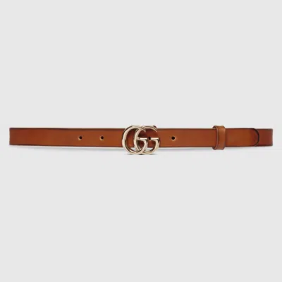 Gucci Gg Marmont Thin Belt In Brown