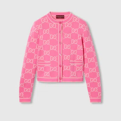 Gucci Cardigan Aus Gg Baumwolljacquard In Pink