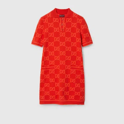 Gucci Polokleid Aus Gg Baumwolle In Red