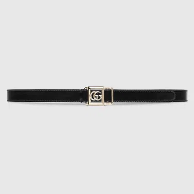 Gucci Thin Belt With Double G Buckle In Black
