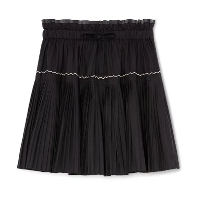 Ulla Johnson Erika Pleated Poplin Mini Skirt In Noir