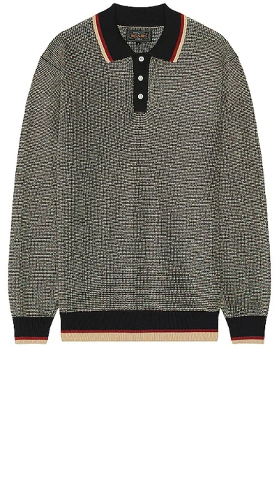 Beams Slab Knit Polo Cotton Linen In Gray