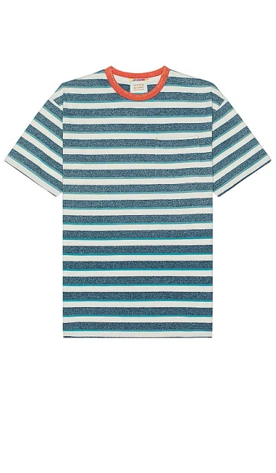 Scotch & Soda Men's Yarn-dyed Stripe Pocket T-shirt In Off White & Harbour Teal Multicolor Stri