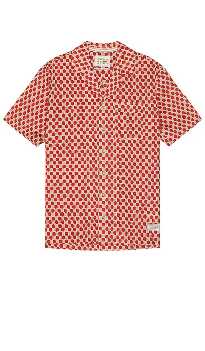 Scotch & Soda Camisa Estampada De Manga Corta In Red