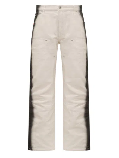 Heron Preston Gradient Canvas Carpenter Trousers In White Black