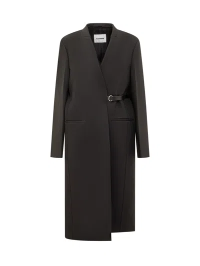 Jil Sander Long Coat In Black