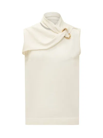 Jil Sander Sleeveless Knitted Top In White