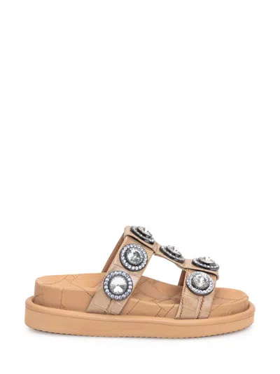 Kurt Geiger Orson Crystal Sandal In Beige