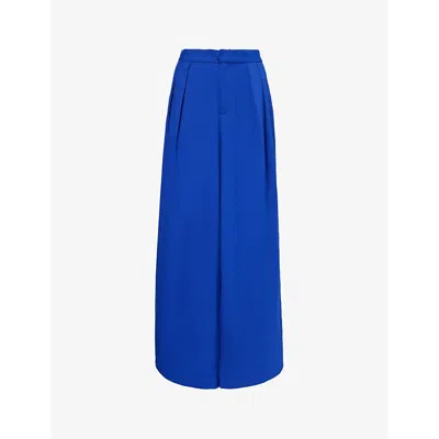 Leem Womens Cobalt Pleated Wide-leg Stretch-woven Trousers