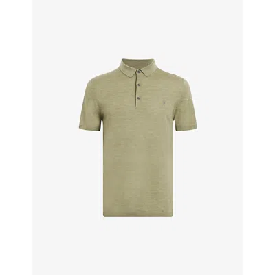 Allsaints Mens Herb Green Mode Wool Polo Shirt