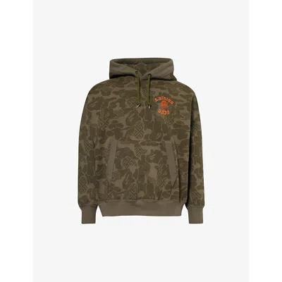 A Bathing Ape Mens Olive Drab Asia Camo Brand-embroidered Cotton-jersey Hoody