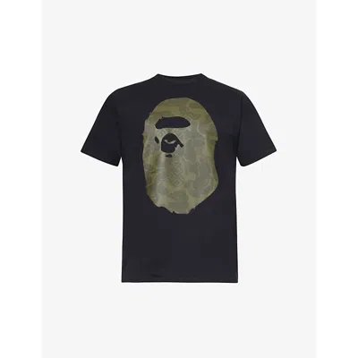A Bathing Ape Mens Black Asia Camo Brand-print Cotton-jersey T-shirt