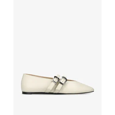 Le Monde Beryl Leather Buckle Claudia Ballet Flats In White