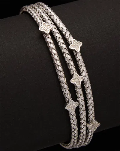 Meshmerise 18k Over Silver 0.13 Ct. Tw. Diamond Bangle Bracelet In White