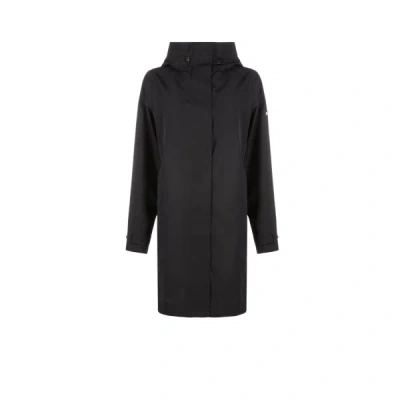 Aigle Long Waterproof Down Jacket In Black