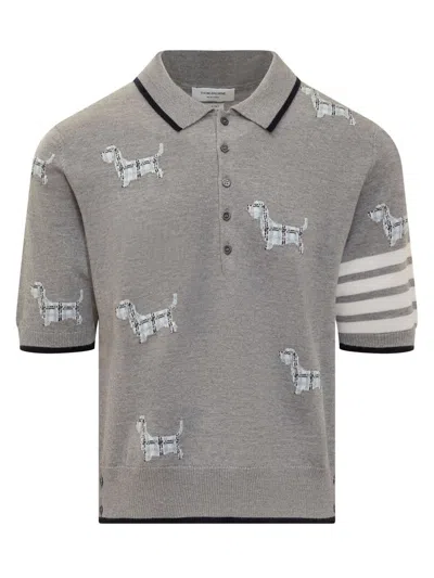 Thom Browne Jersey Ss Polo In Grey