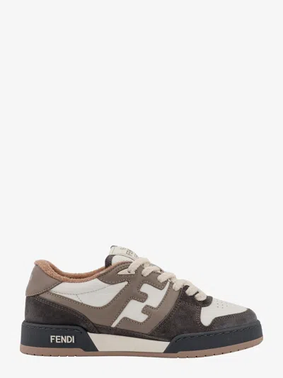 Fendi Match Panelled Suede Low-top Trainers In Brown