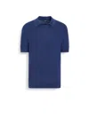 Zegna Utility Blue Premium Cotton Polo Shirt