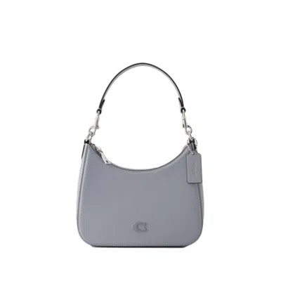 Coach Hobo Leather Tote Bag In Grey