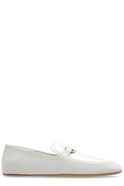Ferragamo Elaine Vara Buckle Loafers In Calf Leather In Beige