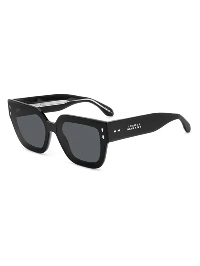 Isabel Marant Logo Acetate Square Sunglasses In Black Grey