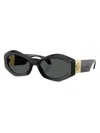 Versace Women's 54mm Geometric Sunglasses In Black Gold Dark Grey