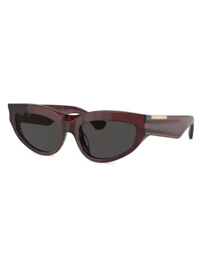 Burberry Women's 55mm Cat-eye Sunglasses In Red Plaid Dark Grey