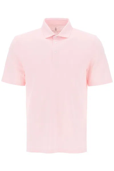 Brunello Cucinelli Polo With Shirt Collar In Pink