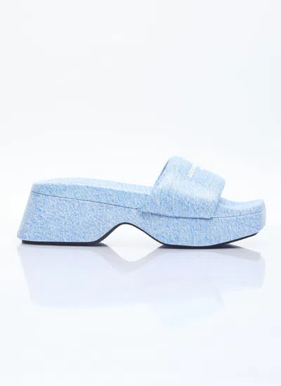 Alexander Wang Trompe L'oeil Denim Float Slides In Blue