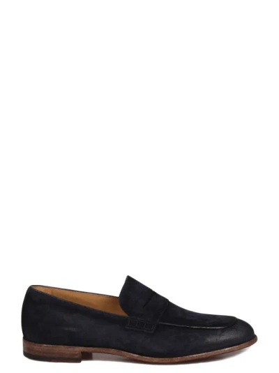 Corvari Brushed Suede Loafers In Blue