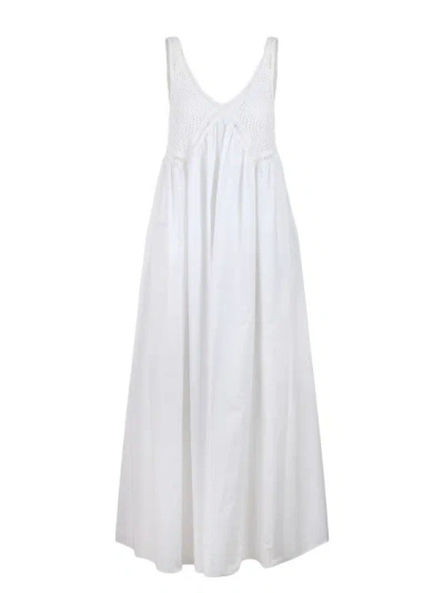 P.a.r.o.s.h Crochet Embroidery Maxi Dress In White