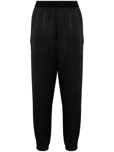 Y-3 Logo-print Seersucker Track Pants In Black