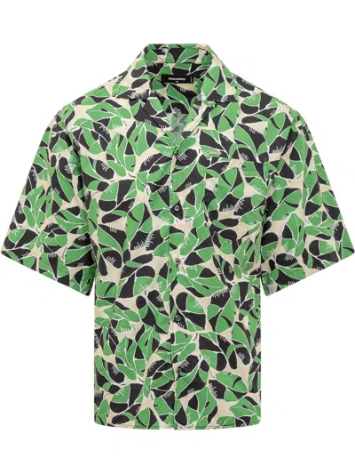 Dsquared2 Drop Shoulder Bowling Shirt In Green