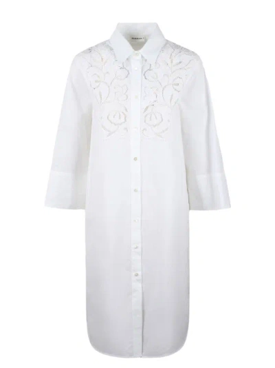 P.a.r.o.s.h Canyox Lace Embroidery Shirt Dress In White