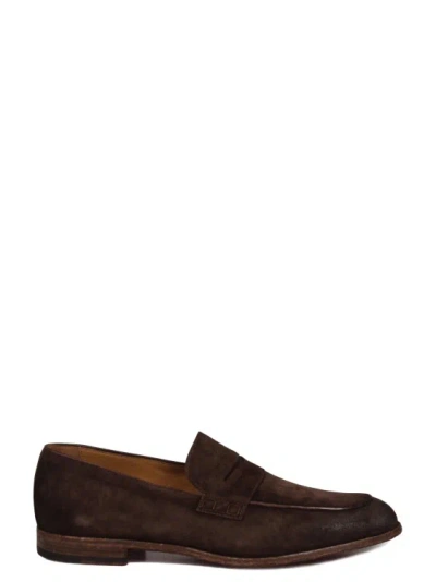 Corvari Brushed Suede Loafers In Brown