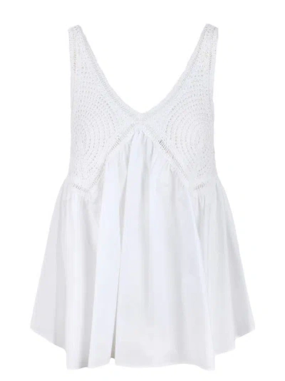 P.a.r.o.s.h Crochet Embroidery Top In White