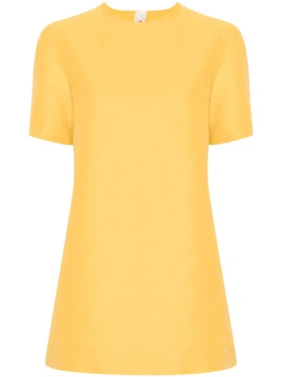 Marni Short-sleeve Mini Shift Dress In Yellow