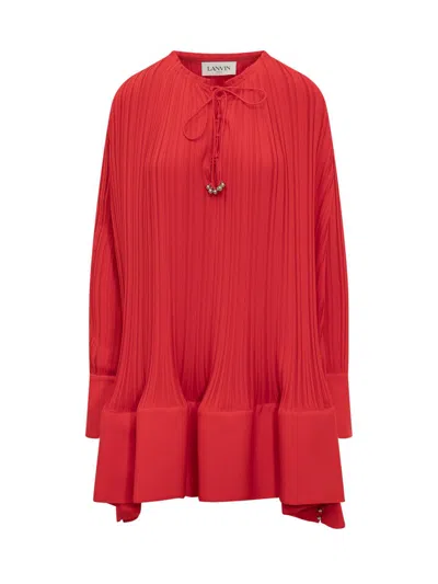 Lanvin Mini Dress With Ruffles In Red