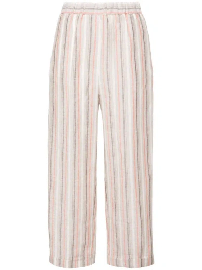 Peserico Striped Linen Trousers In Multicolor