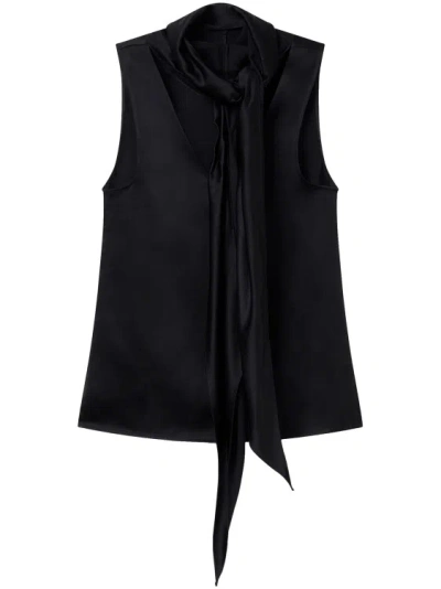 Stella Mccartney Scarf-collar Sleeveless Top In Black