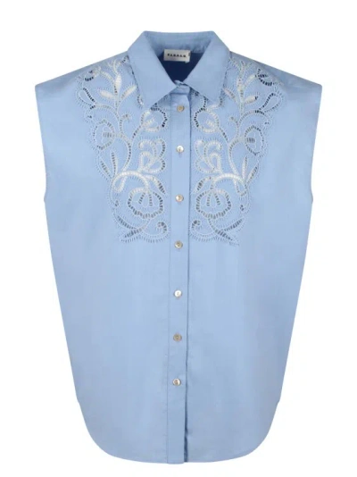 P.a.r.o.s.h Canyox Lace Embroidery Shirt In Blue