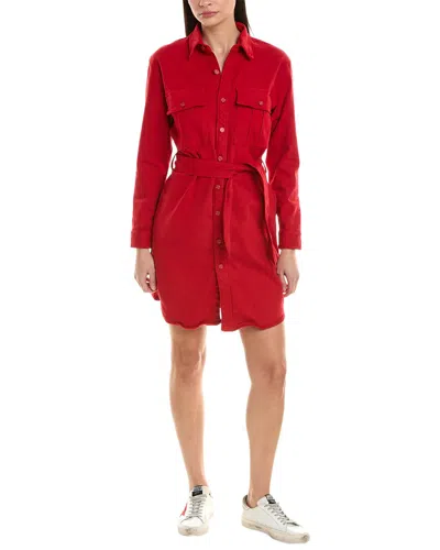 Mother The Cadet Belted Mini Shirtdress In Red