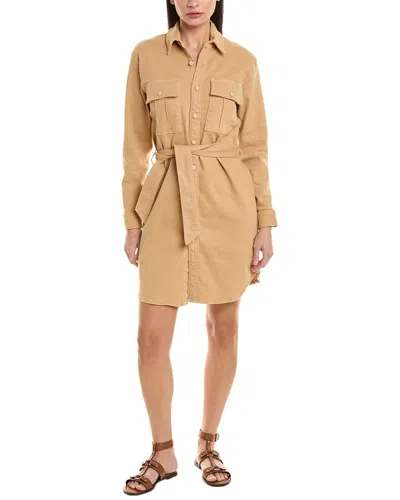 Mother The Cadet Belted Cotton-blend Minidress In Brown