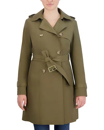 Cole Haan Cotton Rain Trench Coat In Army Green