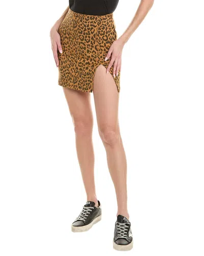Mother The Side Splitter Leopard Mini Skirt In Brown