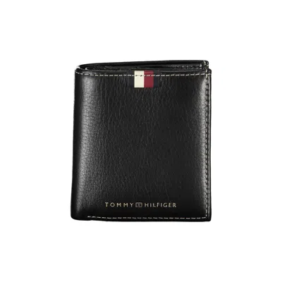 Tommy Hilfiger Black Leather Wallet In Metallic