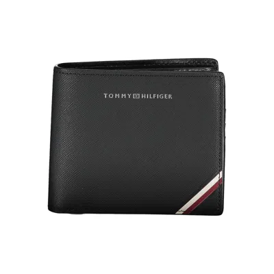 Tommy Hilfiger Black Leather Wallet In Gold