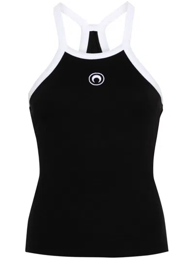 Marine Serre Crescent Moon-embroidered Tank Top In Black