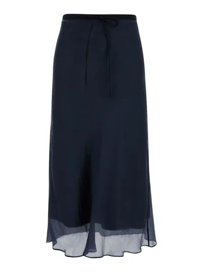Dunst Layered Satin Skirt In Blu