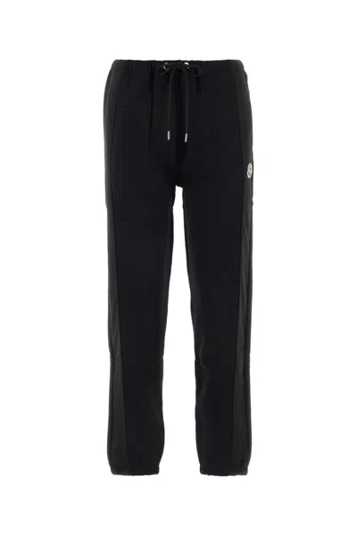 Moncler Logo-patch Cotton-jersey Track Pants In Nero